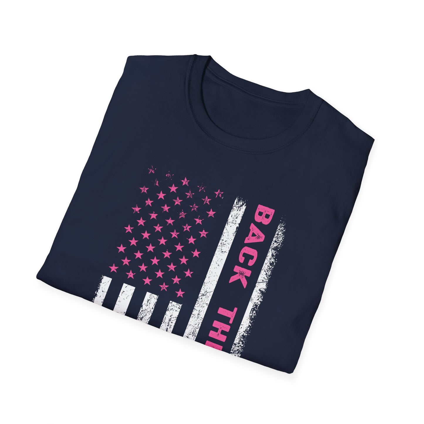 Back The Pink USA Flag Pink Breast Cancer Awareness October Tshirt