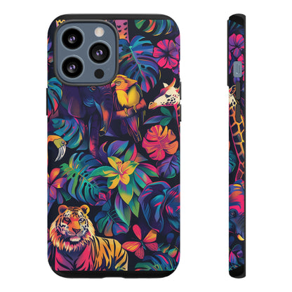 Animal Collage Vibrant Pattern iPhone 13 14 15 16 Pro Max Plus Case Wireless Charging Compatible Tough Cases Protection, Magnetic Phone Case for iPhone Classic Series