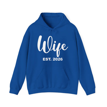 Funny Wife Est 2026 Just Married Bride Honeymoon Couple Wedding Hoodie For Women