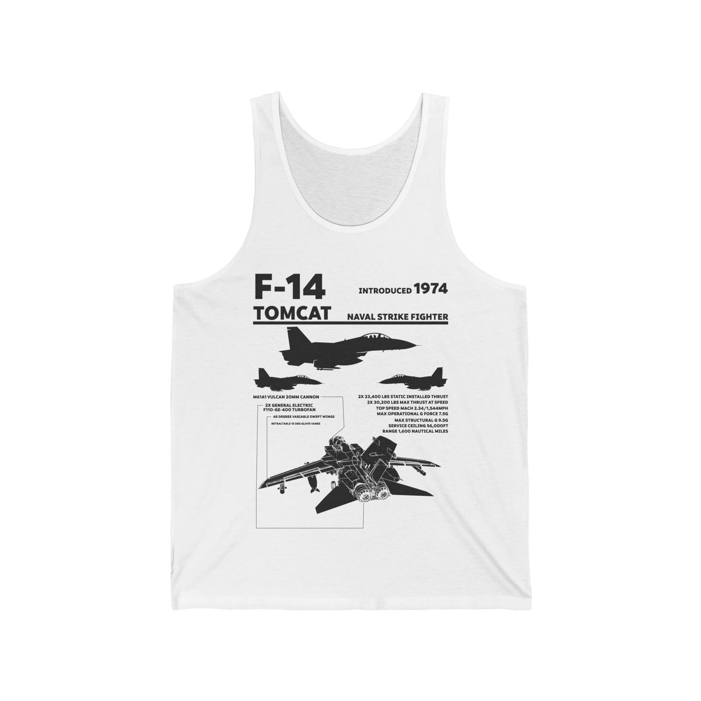 F-14 Tomcat Navy Fighter Jet Diagram Enthusiast Tank Top For Men Women Tank Top