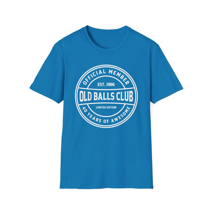 Mens Old Balls Club 40 Years Awesome Forty 40th Birthday Farthers Day T-Shirt