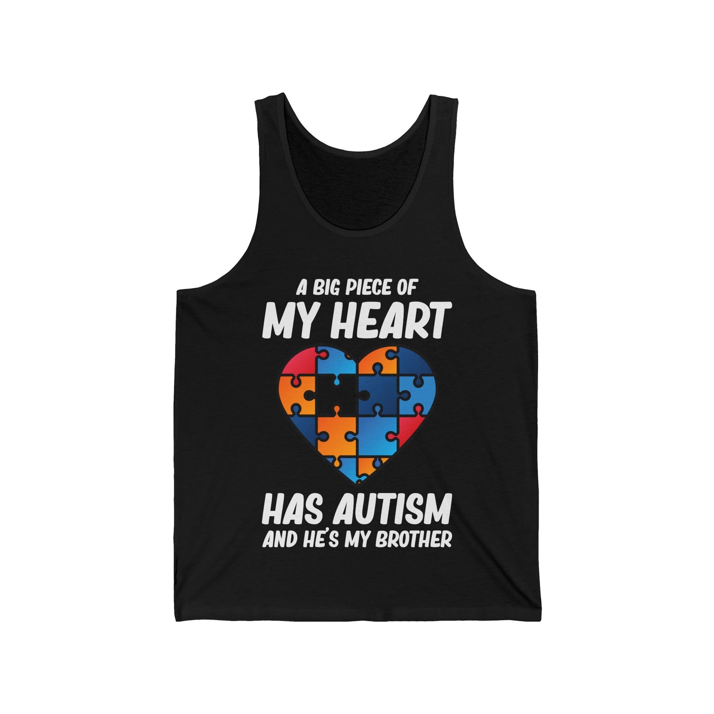 Big Peice Of My Heart Autism Awareness Sister Brother Autistic Kids Awareness Tank Top