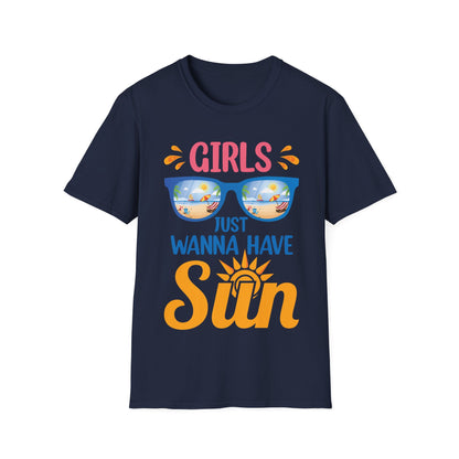 Funny Summer Girls Just Wanna Have Sun Beach Vacation T-Shirt For Women