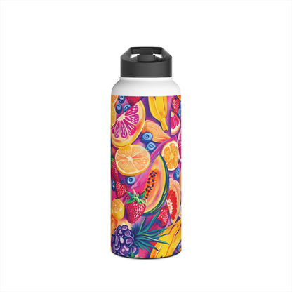 Food Paradise Pattern Stainless Steel Water Bottle with Twist-on Lid and Double-Wall Vacuum Insulation