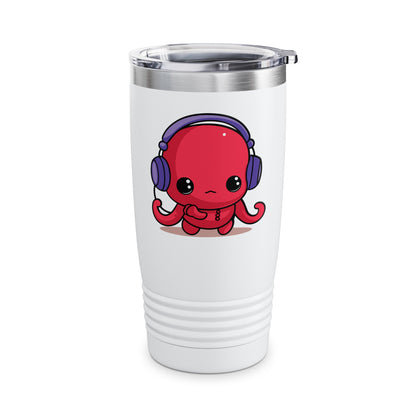 Cute Kawaii Octopus Cartoon Wearing Headphones Music Pop Tumbler For Men Women Tumbler