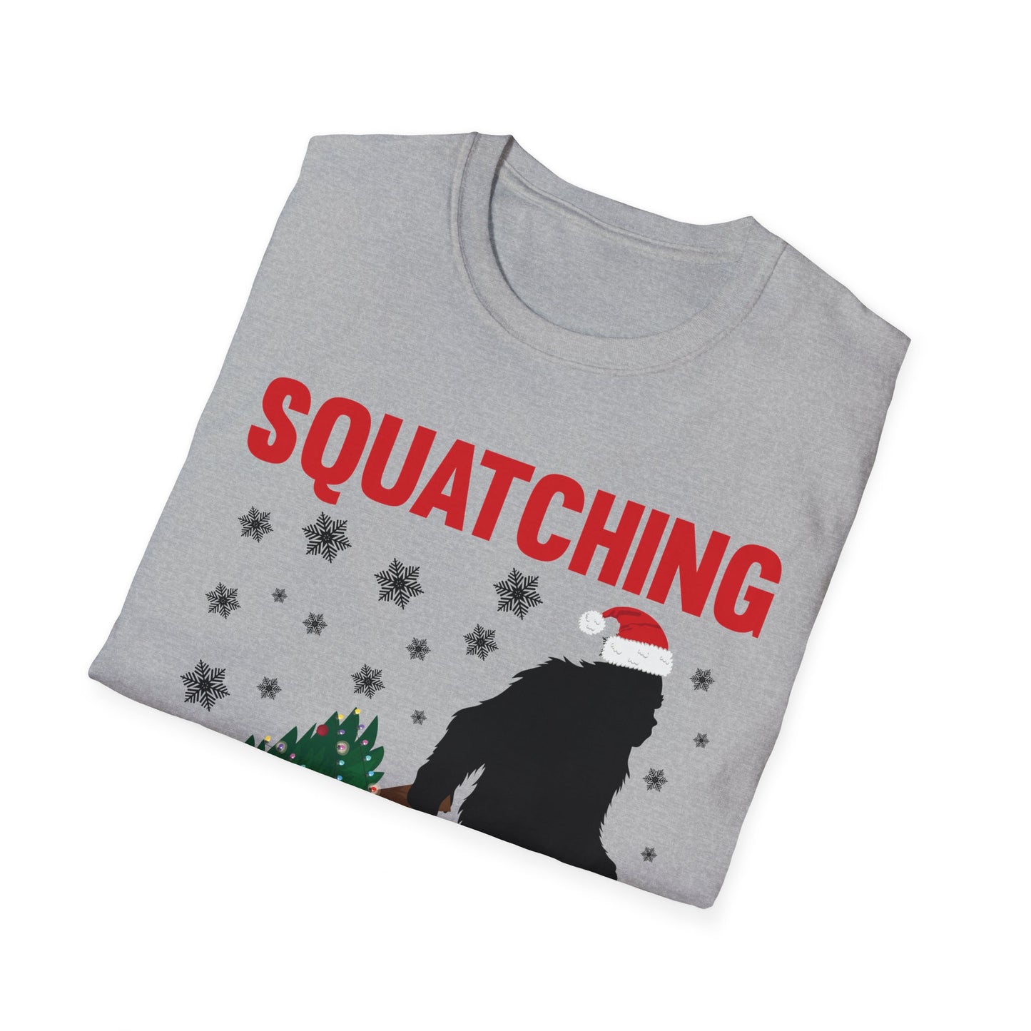 Squatching Through The Snow Funny Bigfoot Christmas Sasquatch T-Shirt