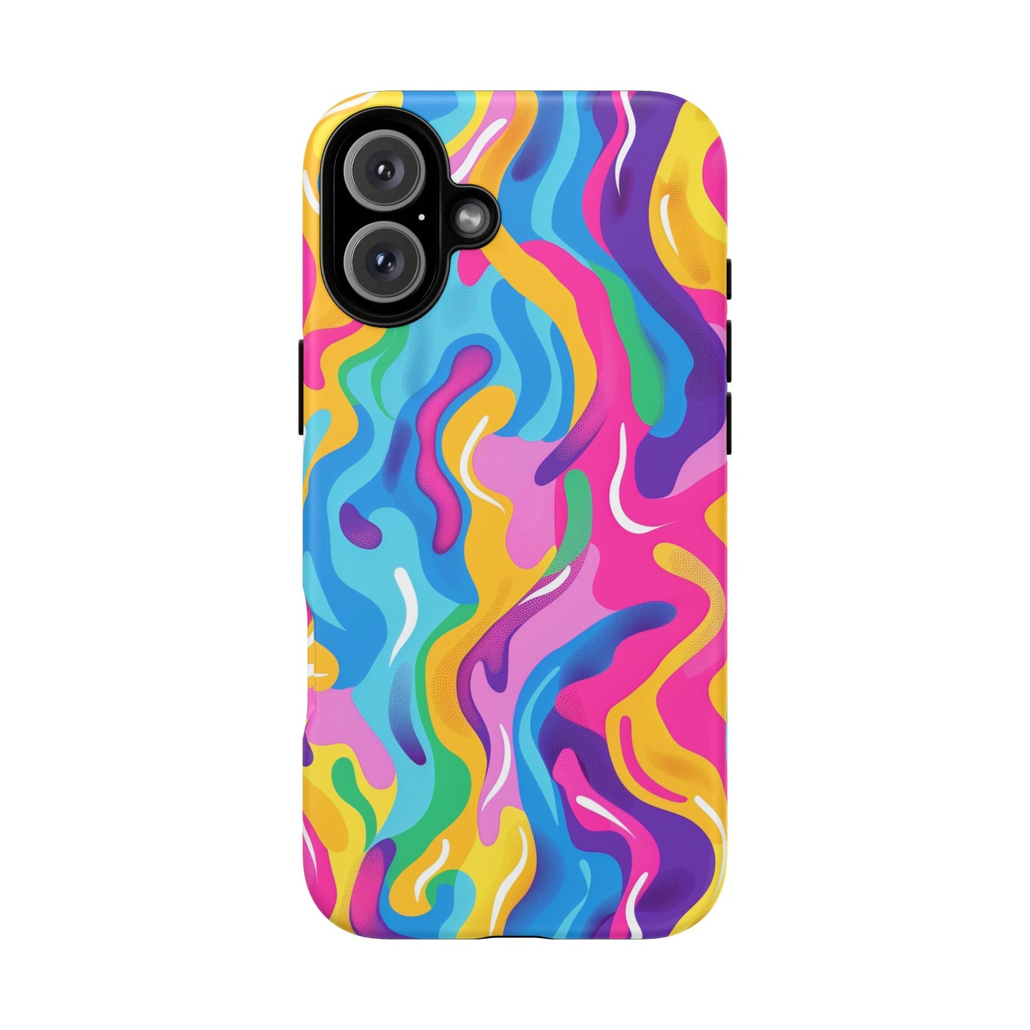 Rainbow Splash Pattern iPhone 16 Pro Max Plus Case Wireless Charging Compatible Tough Cases Protection, Magnetic Phone Case for iPhone Classic Series