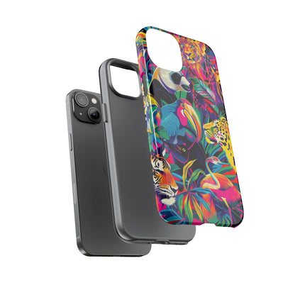 Animal Collage Pattern iPhone 13 14 15 16 Pro Max Plus Case Wireless Charging Compatible Tough Cases Protection, Magnetic Phone Case for iPhone Classic Series