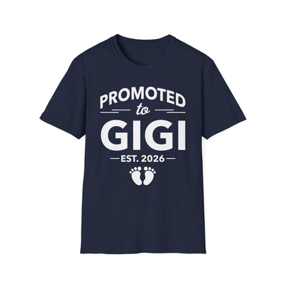 Funny Promoted To Gigi Est 2026 First Time Mothers Day T-Shirt For Women