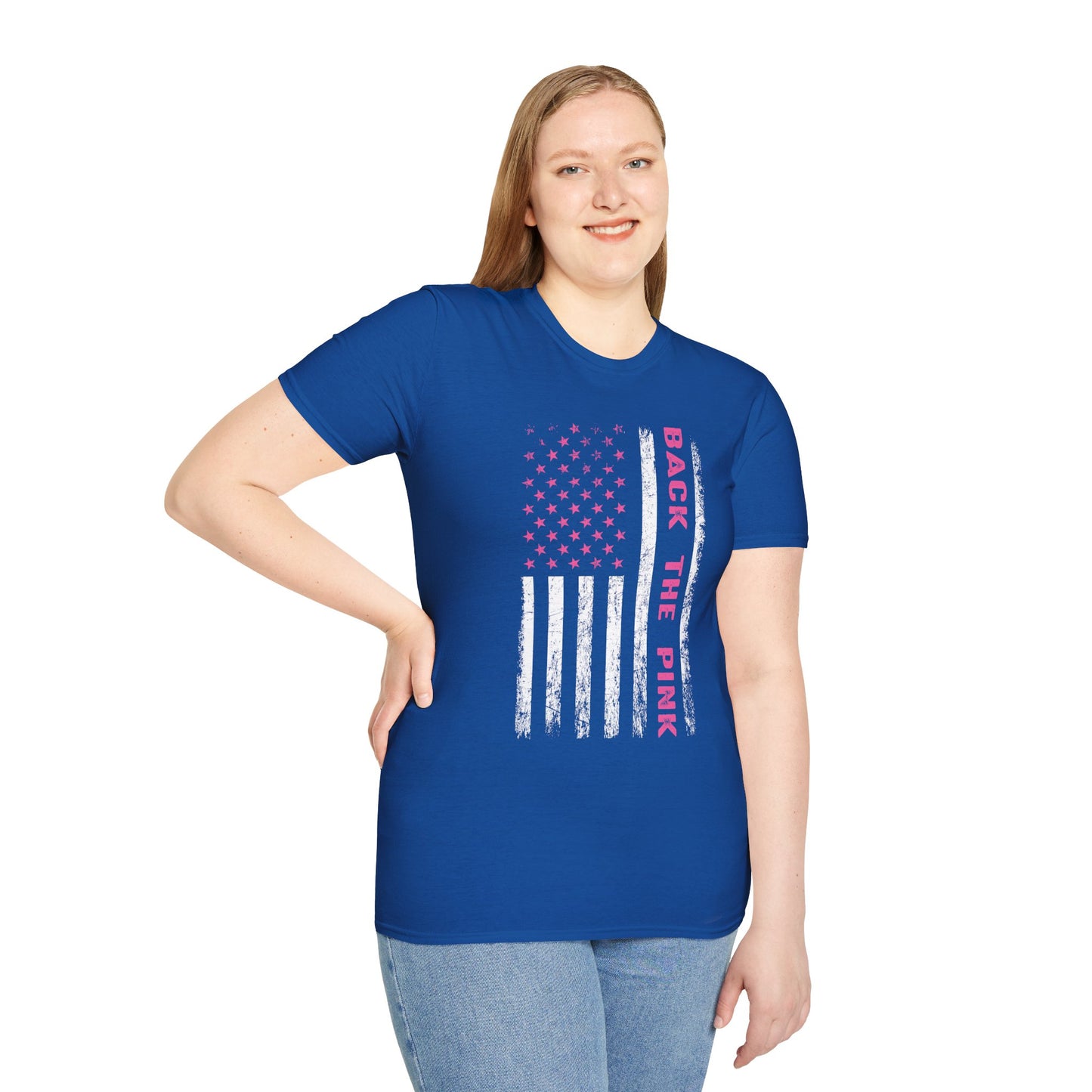 Back The Pink USA Flag Pink Breast Cancer Awareness October Tshirt