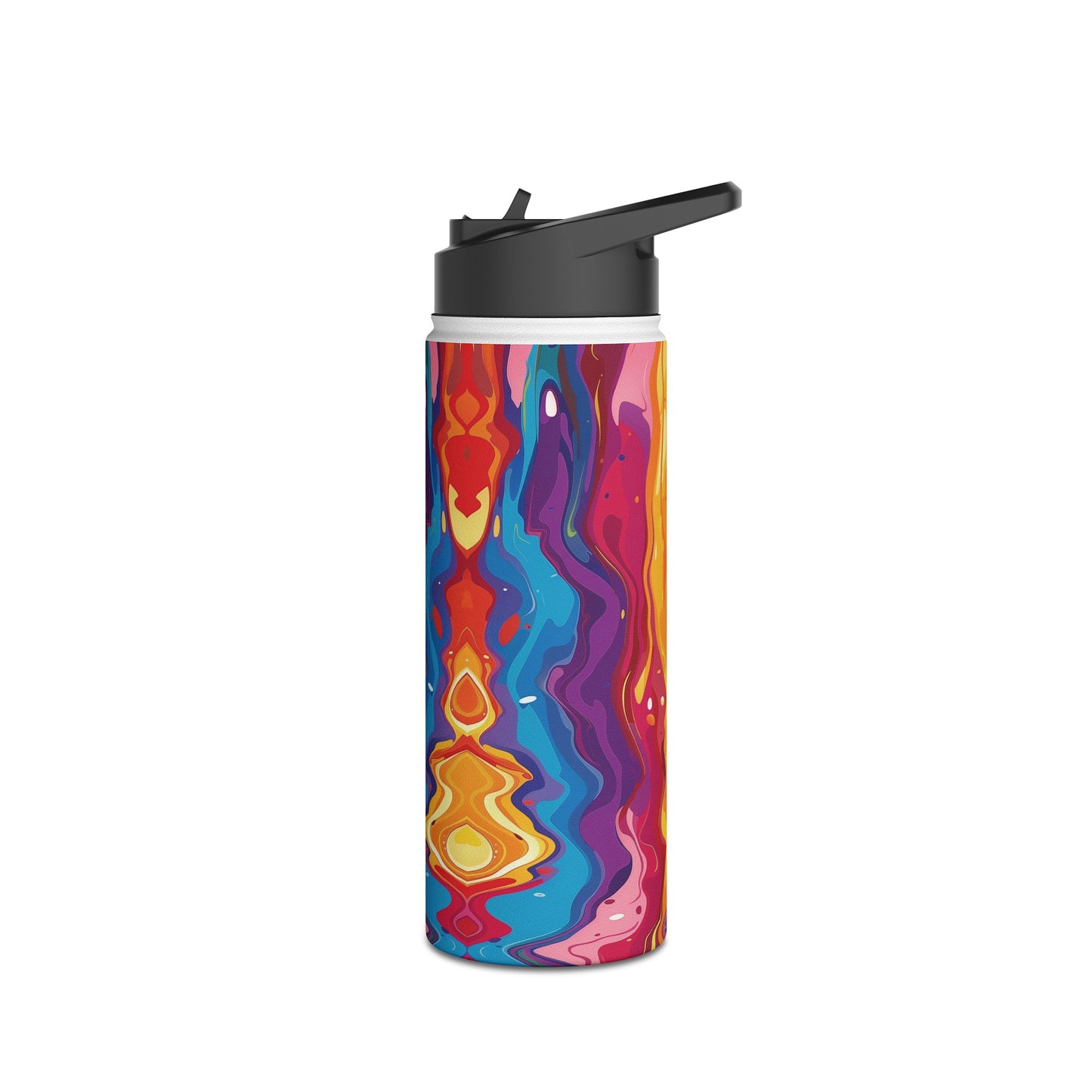 Rainbow Splash Vibrant Pattern Stainless Steel Water Bottle with Twist-on Lid and Double-Wall Vacuum Insulation