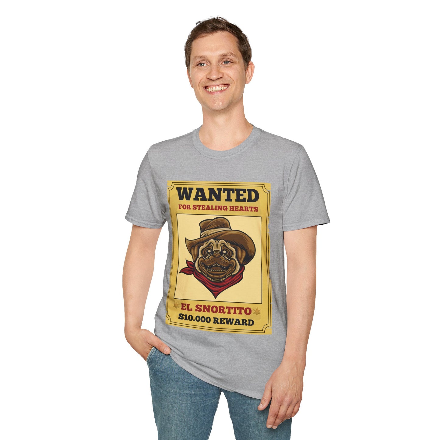 Vintage Pug Wanted Poster Cute Western Cowboy Funny Pug Dog T-Shirt For Men Women T-Shirt