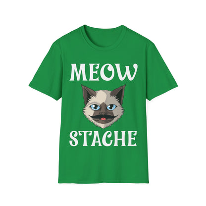 Meowstache Cat Mustache Moustache Beard Bearded Kitten Lovers T-Shirt For Men Women T-Shirt