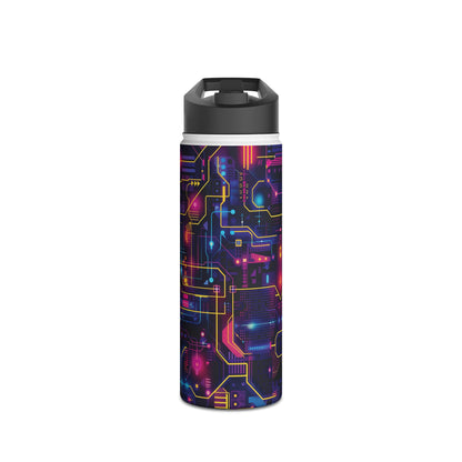 Cyberpunk Neon Vibran Pattern Stainless Steel Water Bottle with Twist-on Lid and Double-Wall Vacuum Insulation