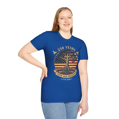 250 Years Faith and Freedom Christian USA 250th Anniversary T-Shirt