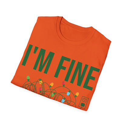 Funny I'm Fine Everything Is Fine Christmas Lights Xmas T-Shirt Men Women