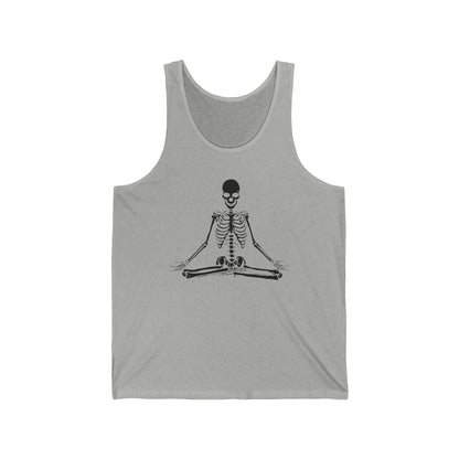 Meditating Skeleton Funny Freaky Yoga Zen Balance Halloween Costume Top for Men Women Tank top