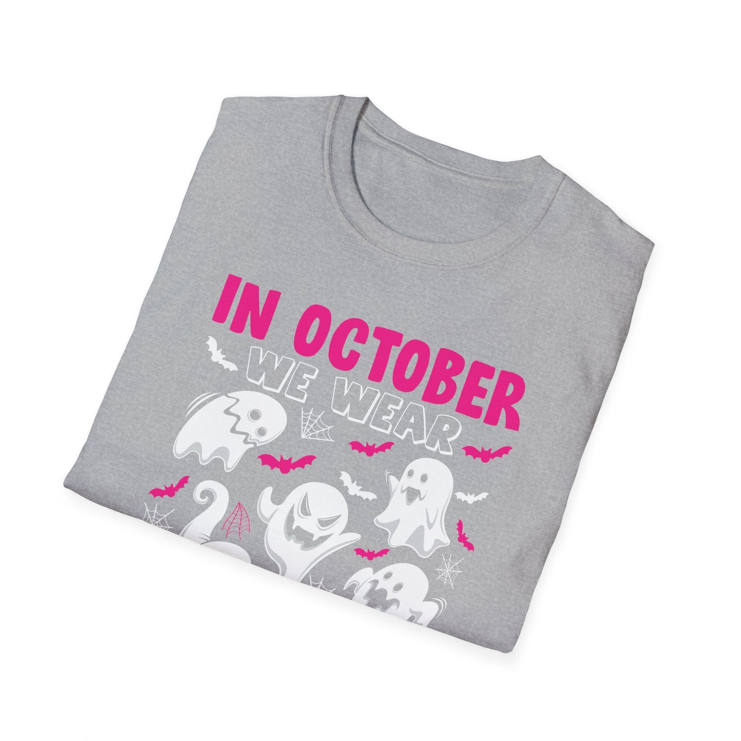 Groovy Wear Pink Breast Cancer Warrior Cute Ghost Halloween T-Shirt