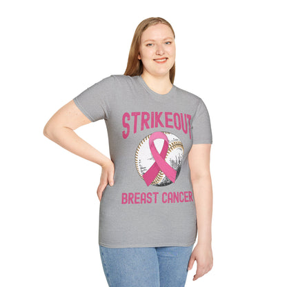 Strike Out Breast Cancer Baseball Fight Awareness T-Shirt Men Women