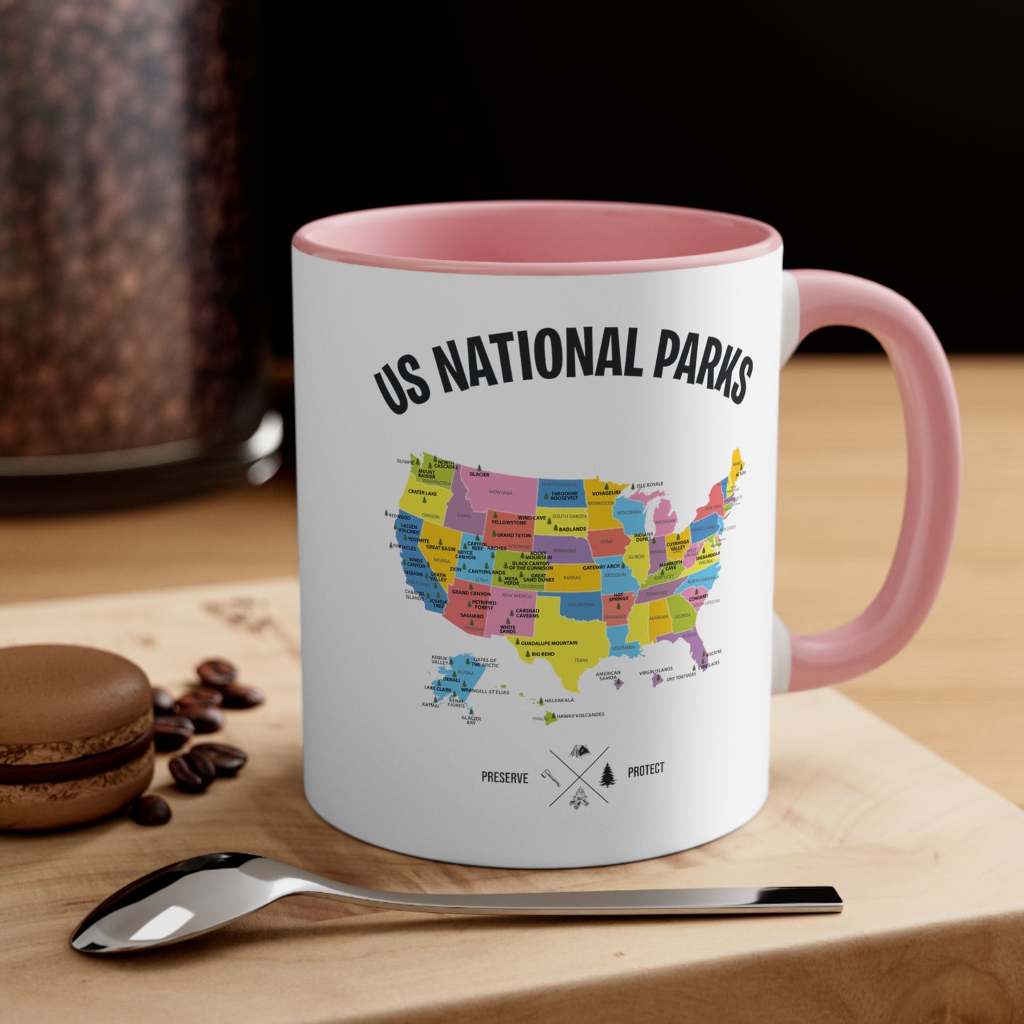 62 National Parks Map Gifts US Park Camping Hiking Coffee Mug Men Women