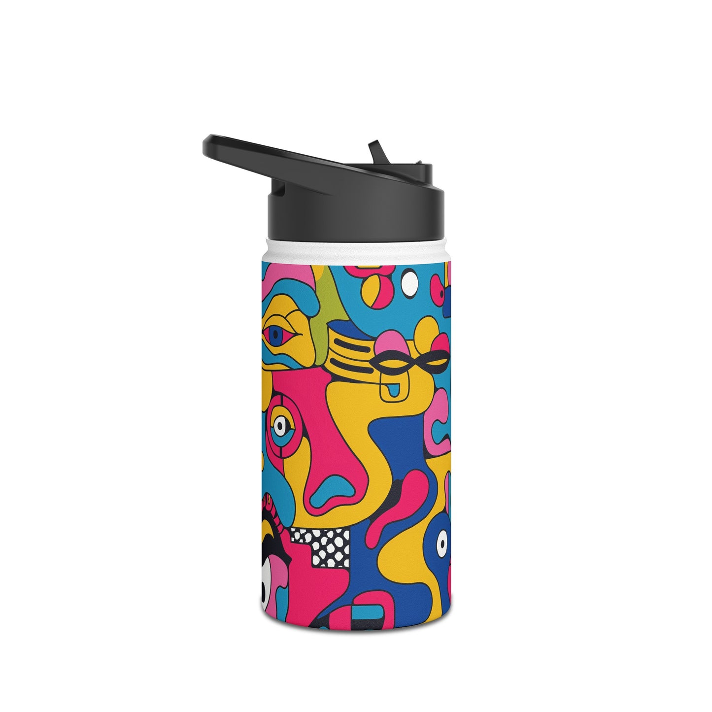 Pop Culture Fun Pattern Stainless Steel Water Bottle with Twist-on Lid and Double-Wall Vacuum Insulation