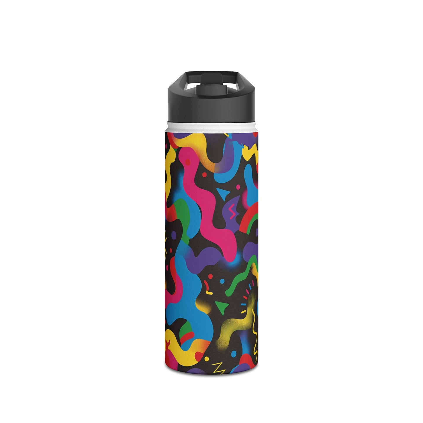 Pop Culture Fun Vibrant Pattern Stainless Steel Water Bottle with Twist-on Lid and Double-Wall Vacuum Insulation