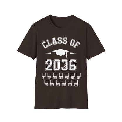 Funny Class of 2036 Checklist Grow with Me Kindergarten First Day Graduation