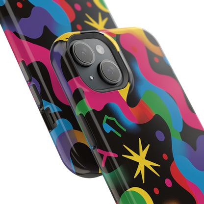 Pop Culture Fun Vibrant Pattern iPhone 13 14 15 Pro Max Plus Case Compatible with MagSafe Tough Cases Protection, Magnetic Phone Case for iPhone  Classic Series