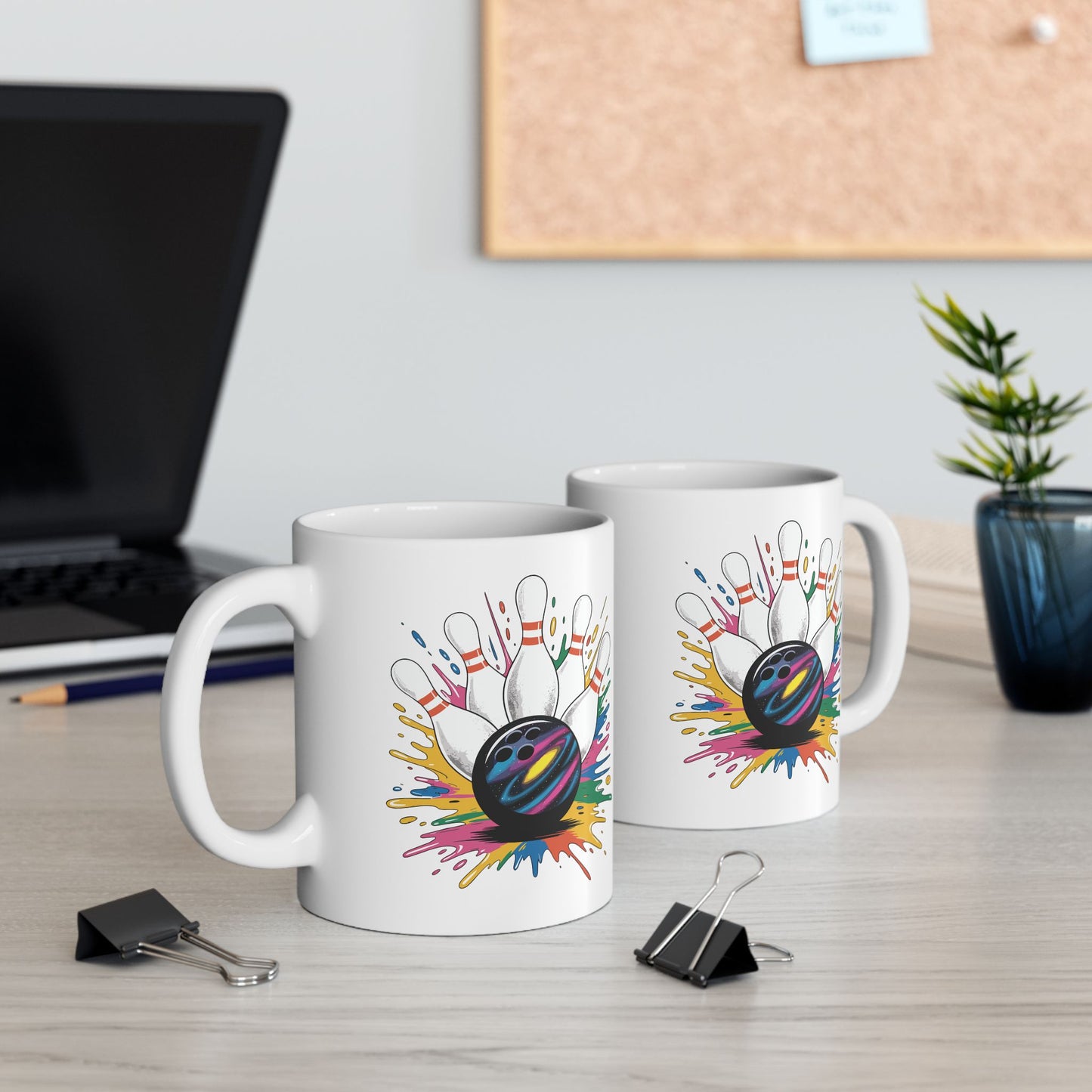 Bowling Game Day Colorful Bowling Paint Splatter Splash Coffee Mug For Men Women