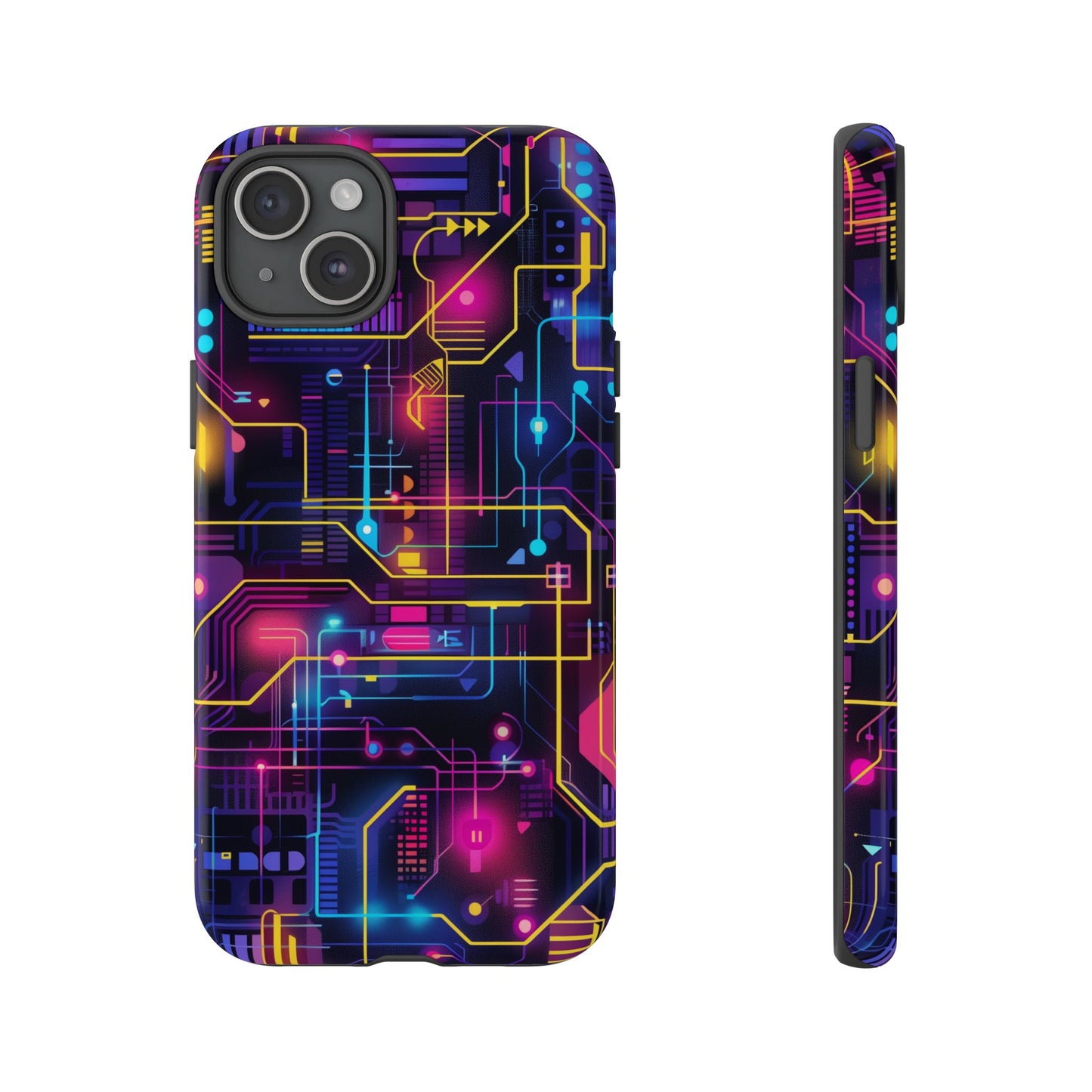 Cyberpunk Neon Vibrant Pattern iPhone 13 14 15 16 Pro Max Plus Case Wireless Charging Compatible Tough Cases Protection, Magnetic Phone Case for iPhone Classic Series