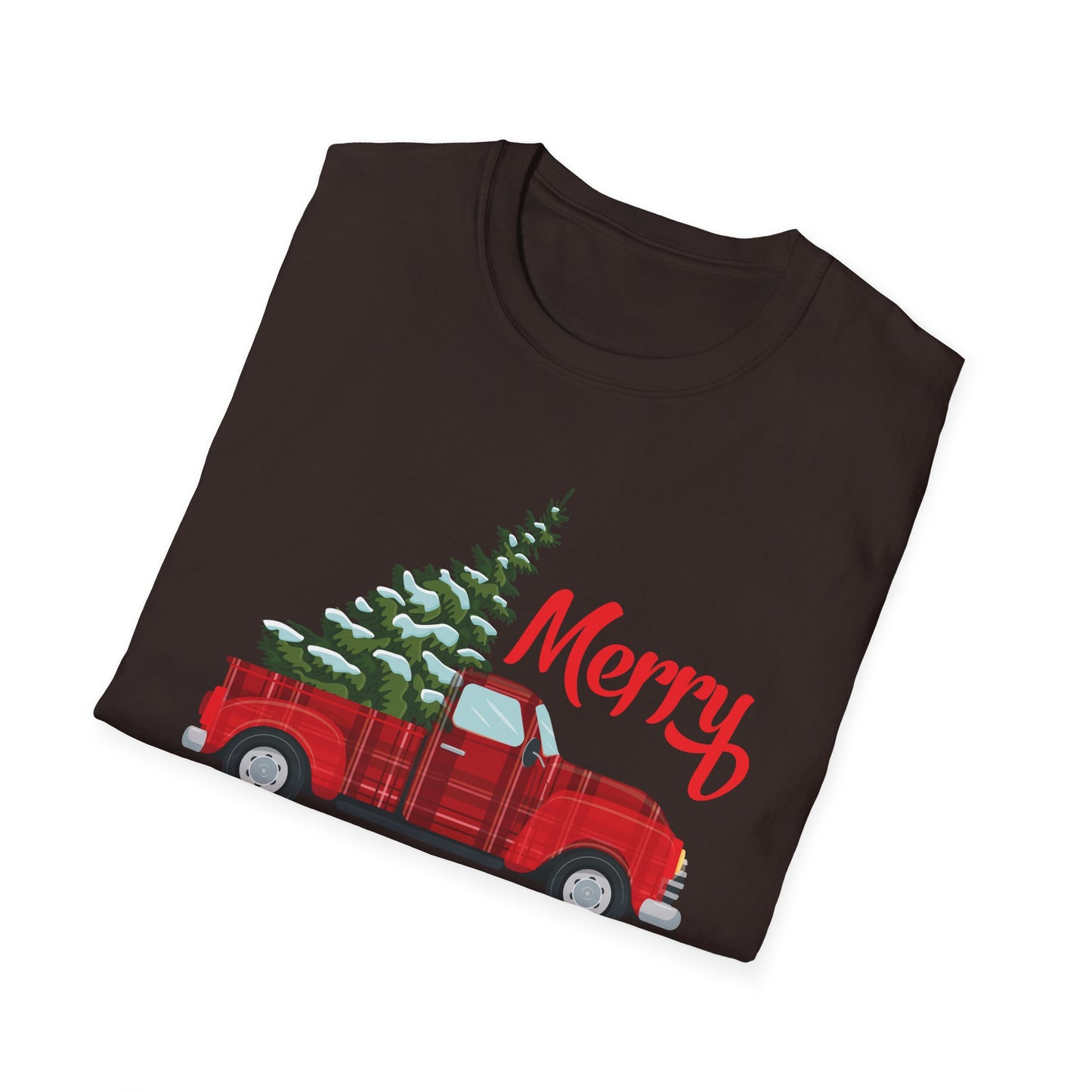 Merry Christmas Buffalo Plaid Red Truck Tree Xmas T-Shirt Men Women