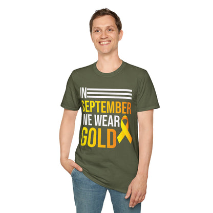 In September We Wear Gold Childhood Cancer Awareness Shirt for Men Women T-Shirt