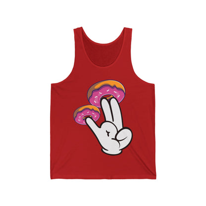 Funny Donuts with The Shocker Hand 2 and 1 Fingers Donut Lovers Humor Tank Tops For Men