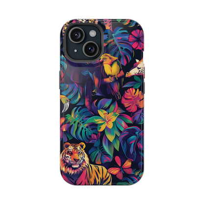 Animal Collage Vibrant Pattern iPhone 13 14 15 Pro Max Plus Case Compatible with MagSafe Tough Cases Protection, Magnetic Phone Case for iPhone  Classic Series