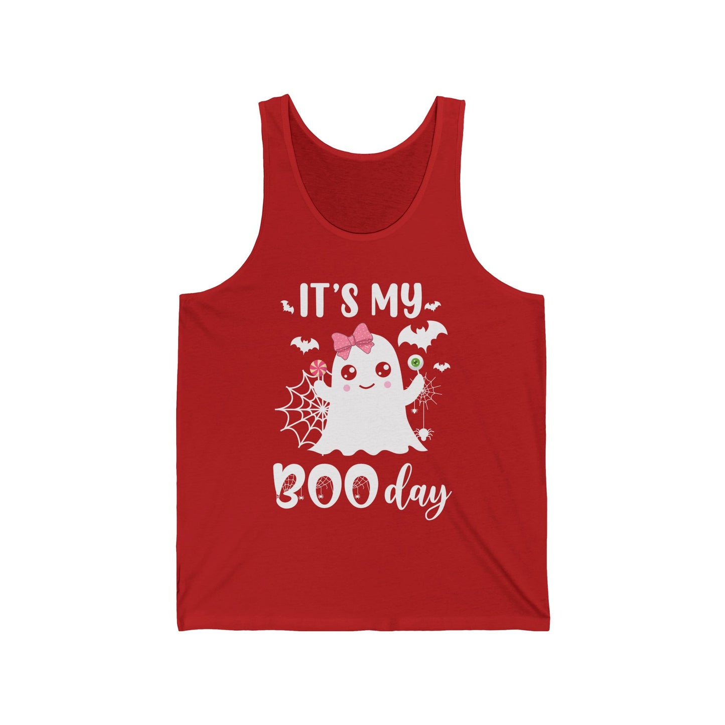 Funny Its My Boo Day Cute Birthday Ghost Pink Bow Funny Halloween Tank top