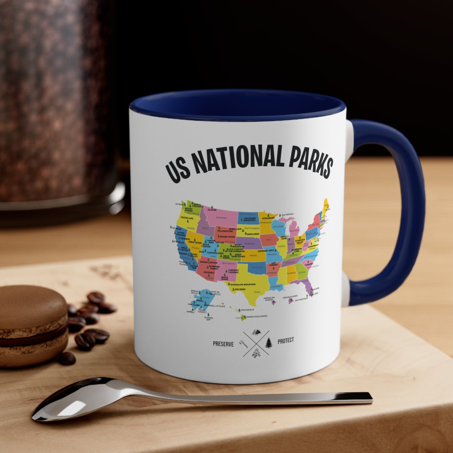 62 National Parks Map Gifts US Park Camping Hiking Coffee Mug Men Women