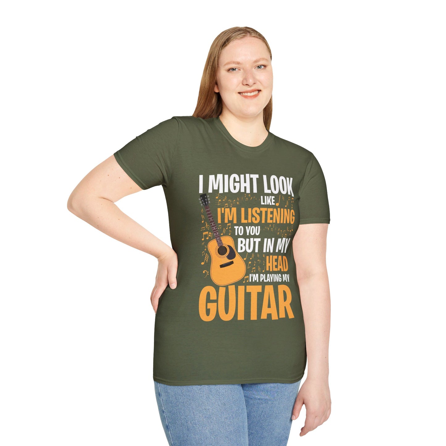 I Might Look Like I'm Listening To You Funny Guitar Music Sarcastic T-Shirt