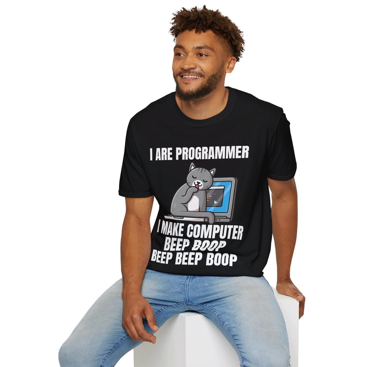 Funny I Are Programmer I Make Computer Beep Boop Cute Cat T-Shirt For Men Women T-Shirt