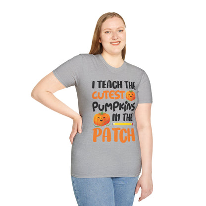 Funny I Teach The Cutest Pumpkins In The Patch Teacher Halloween Pumpkin  T-Shirt For Men Women