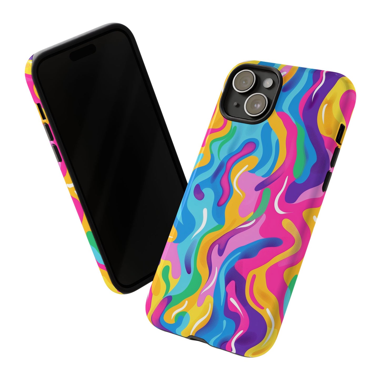 Rainbow Splash Pattern iPhone iPhone 13 14 15 16 Pro Max Plus Case Wireless Charging Compatible Tough Cases Protection, Magnetic Phone Case for iPhone Classic Series