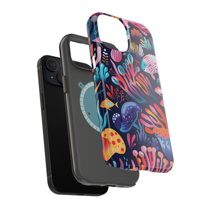 Underwater World Pattern iPhone 13 14 15 Pro Max Plus Case Compatible with MagSafe Tough Cases Protection, Magnetic Phone Case for iPhone  Classic Series