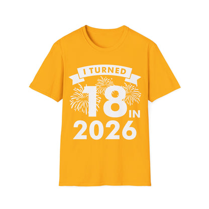 Funny I Turned 18 In 2026 18th Birthday Party Gift T-Shirt For Men Women