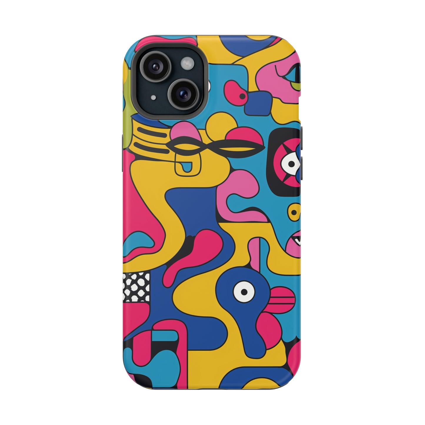 Pop Culture Fun Pattern iPhone 13 14 15 Pro Max Plus Case Compatible with MagSafe Tough Cases Protection, Magnetic Phone Case for iPhone  Classic Series