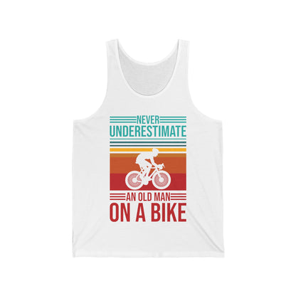 Men's Never Underestimate An Old Man On A Bike Grandpa Grandfather Tank Top Men Women