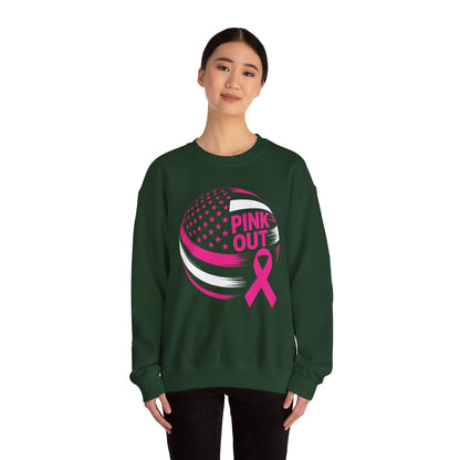 Volley Ball Pink Ribbon Breast Cancer Awearness USA Flag Sweatshirt For Men Women