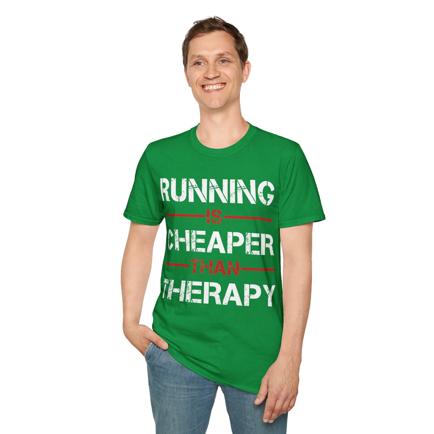 Funny Running Is Cheaper Than Therapy Exercise Gym T-Shirt