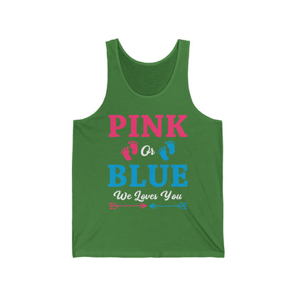 Pink Or Blue We Loves You Baby Gender Reveal Party Shower Tank Tops