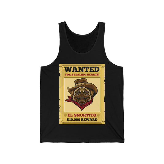 Vintage Pug Wanted Poster Cute Western Cowboy Funny Pug Dog Tank Top For Men Women Tank Top