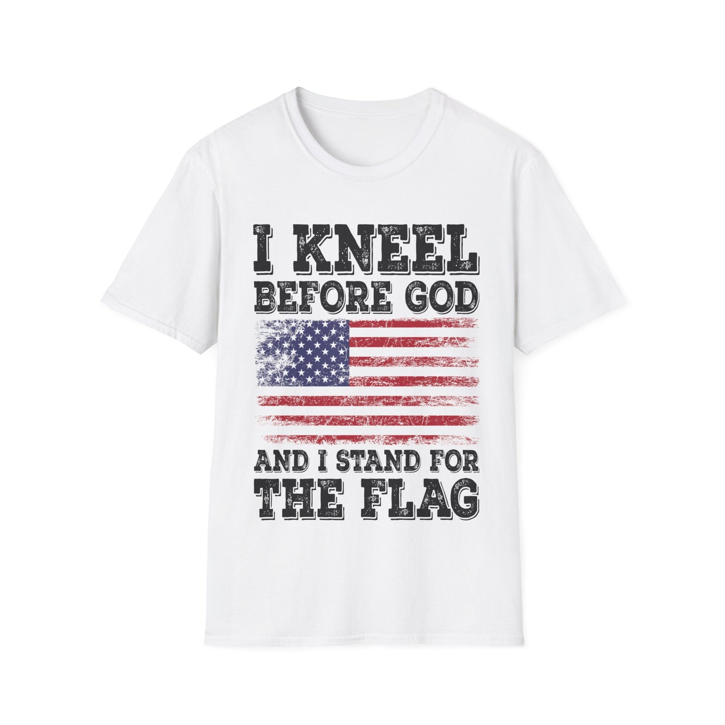 I Kneel Before God And I Stand For The Flag USA United States Flag T-Shirt