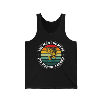 Mens Dad Man The Myth The Fishing Legend Fisherman Vintage Bass Fishing Tank Tops For Men Women